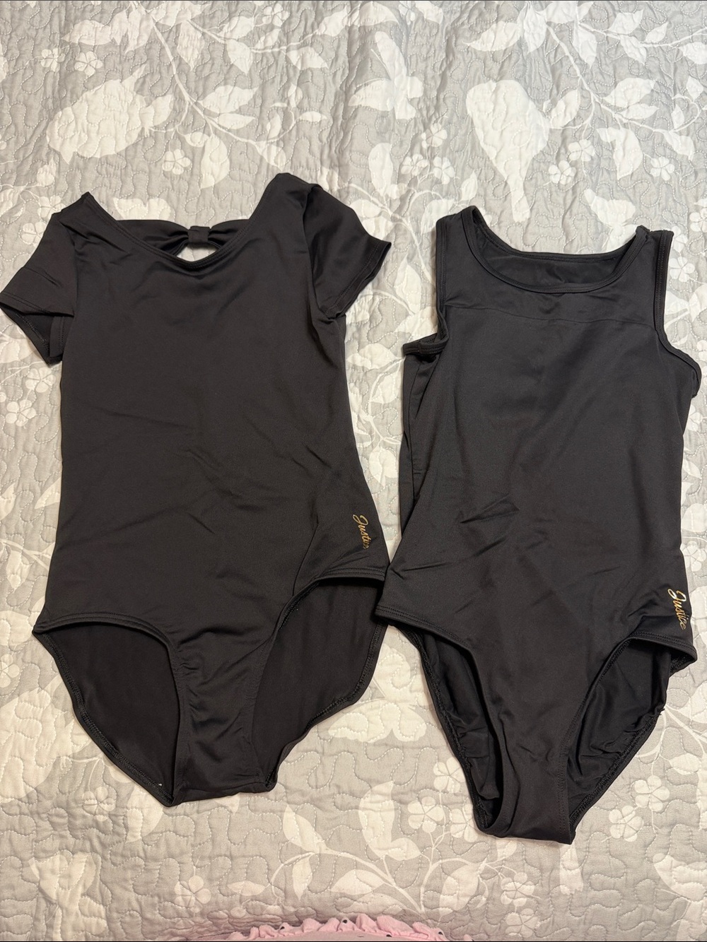 Justice Black Kids Bodysuits - Short Sleeve & Tank Styles